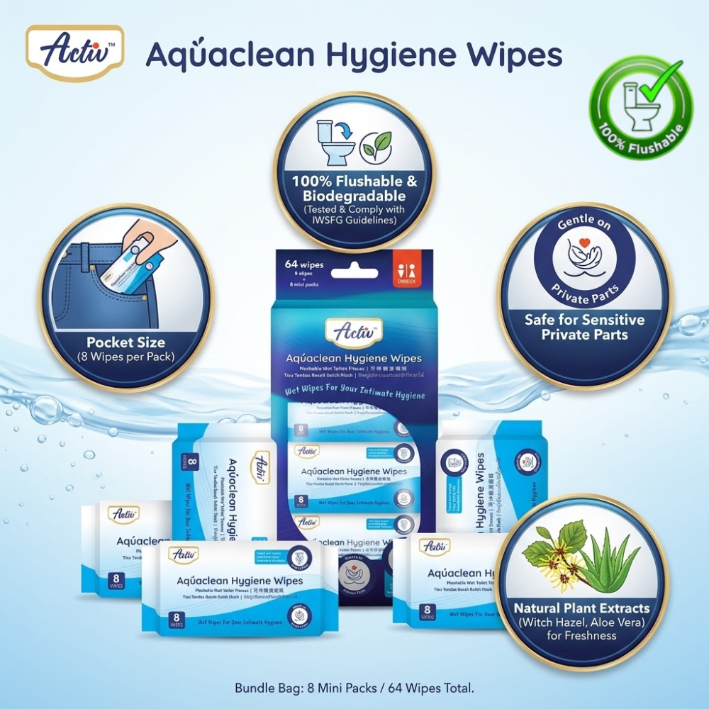 ACTIV AQUANCLEAN HYGIENE WIPES (6)